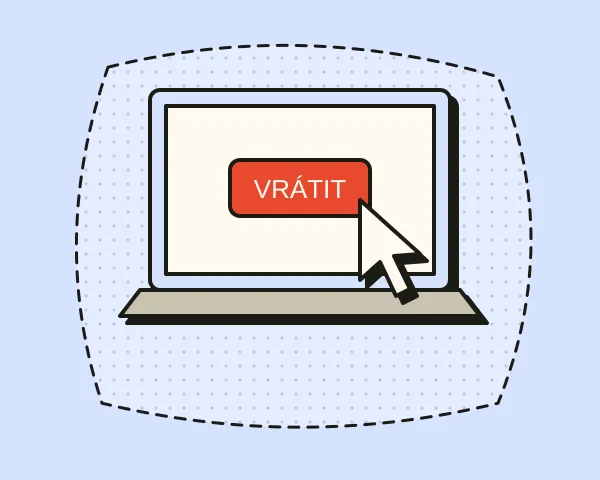 Kurzor myši klikající na tlačítko vrátit