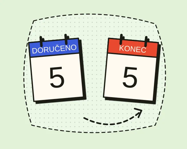 Kalendář se dvěma měsíci a šipkou ke konci výpovědní doby